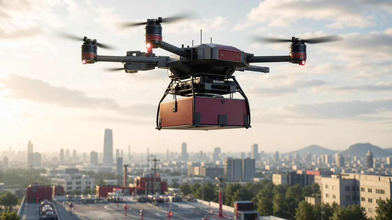 Cargo delivery drone in urban logistics operation