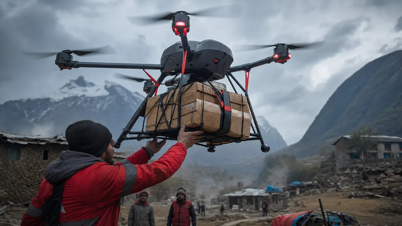 Delivery drone carrying emergency supply payload