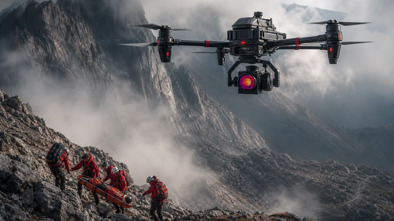 Thermal drone assisting search and rescue in mountains
