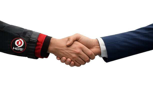 Professional handshake between drone pilot and instructor